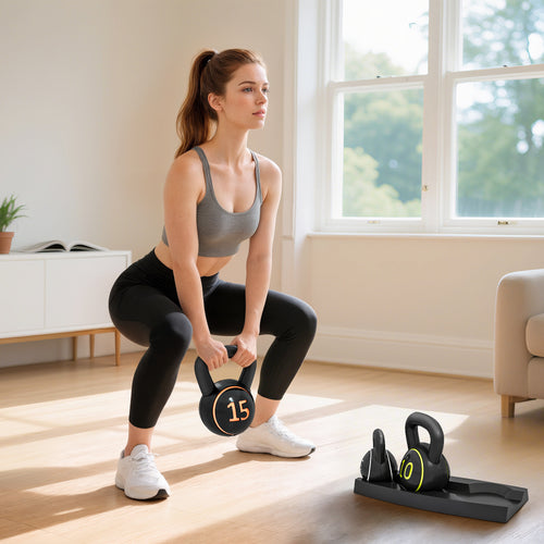 Kettlebell Set - 3 Kugelhanteln 2.2kg/4.5kg/6.8kg - Schwarz