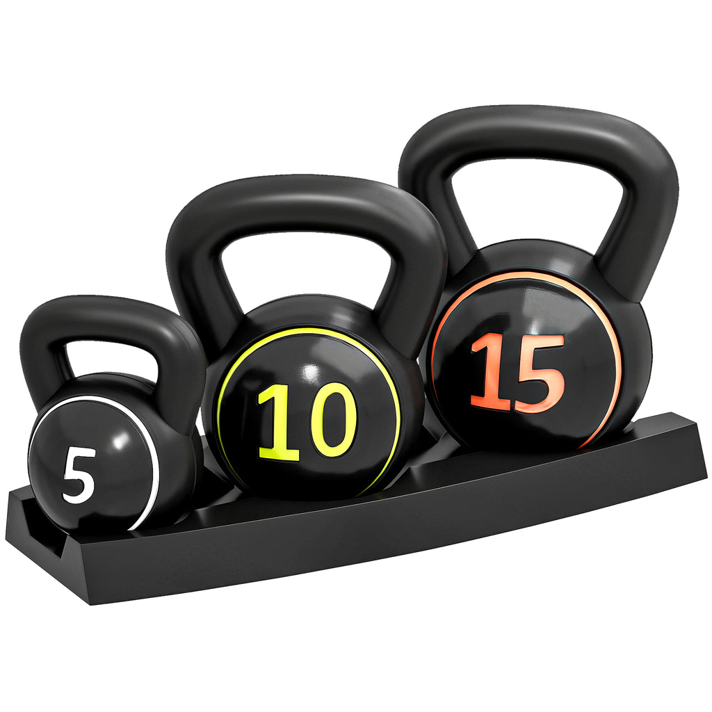 Kettlebell Set - 3 Kugelhanteln 2.2kg/4.5kg/6.8kg - Schwarz