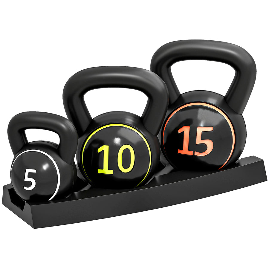 Kettlebell Set - 3 Kugelhanteln 2.2kg/4.5kg/6.8kg - Schwarz