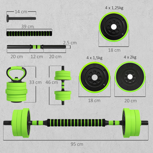 4 In 1 Hanteln Set - Verstellbare Kurzhantel & Kettlebell