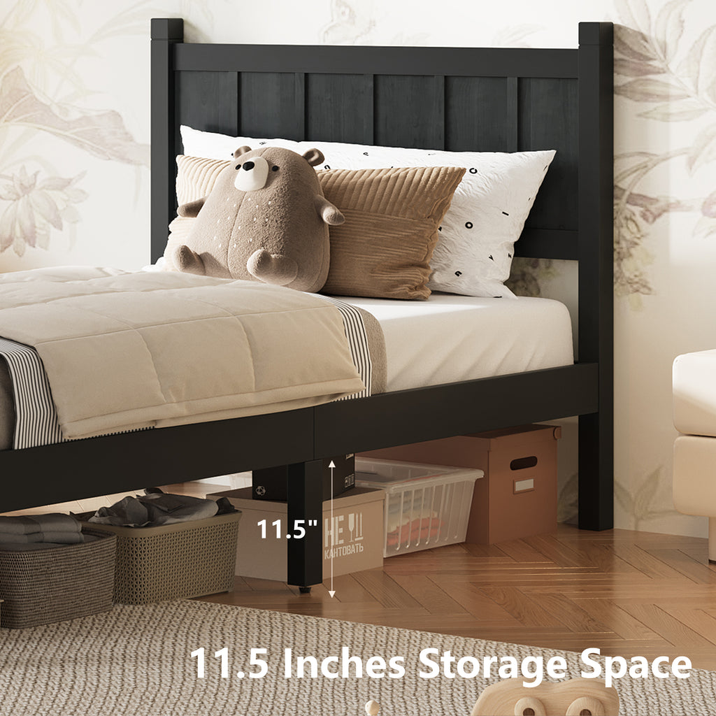 Twin Size Flat Panel Bed with Headboard & Footboard – Minimalist Design