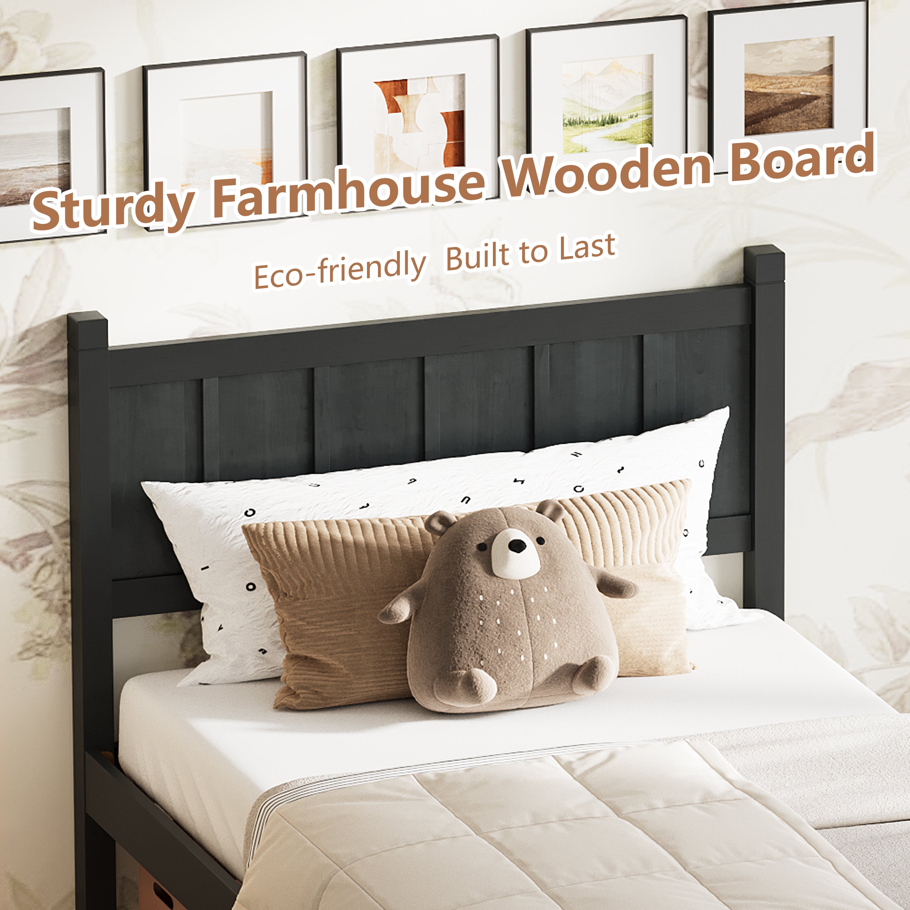 Twin Size Flat Panel Bed with Headboard & Footboard – Minimalist Design