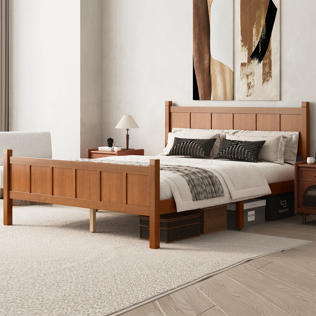 Queen Size Flat Panel Bed With Headboard & Footboard