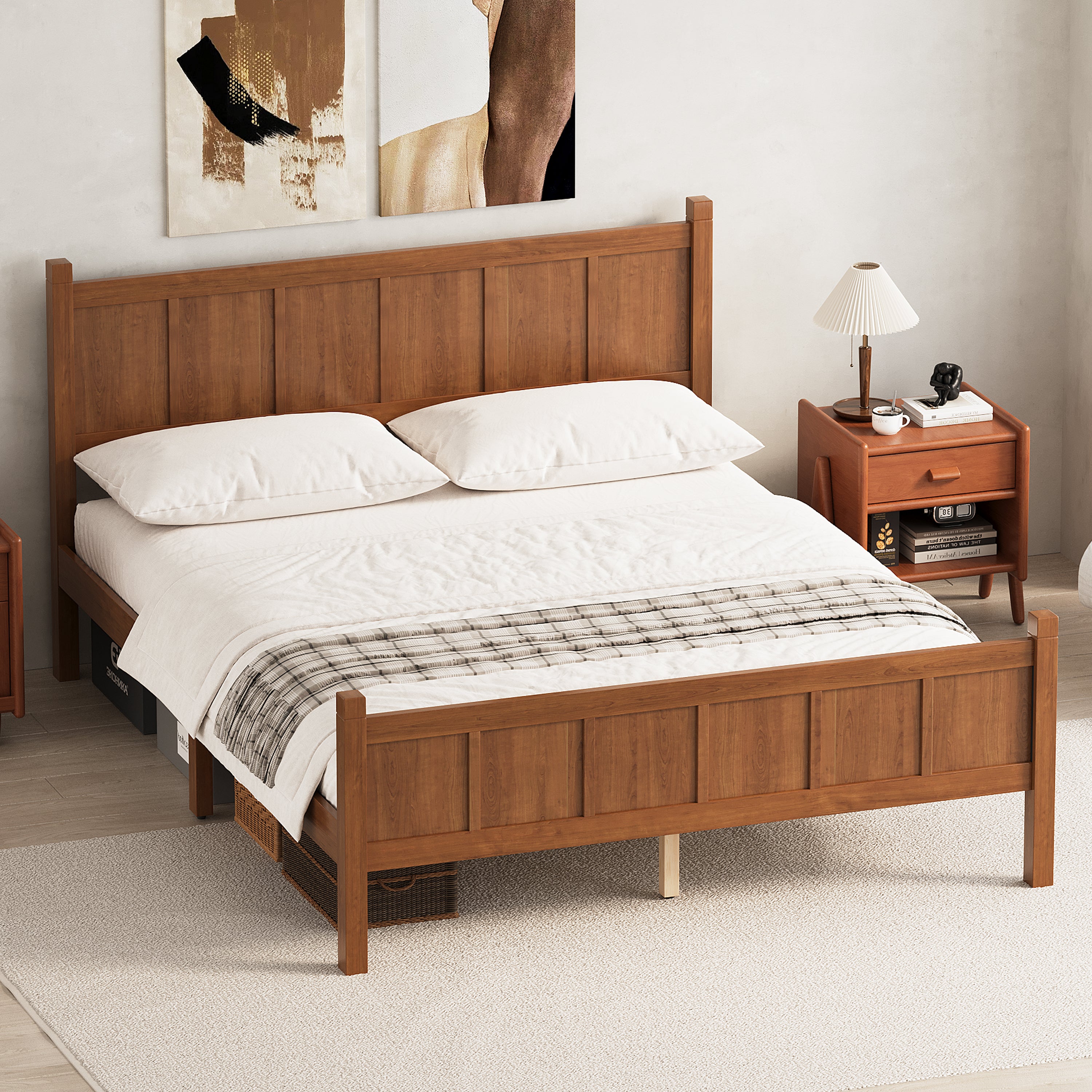 Queen Size Flat Panel Bed With Headboard & Footboard
