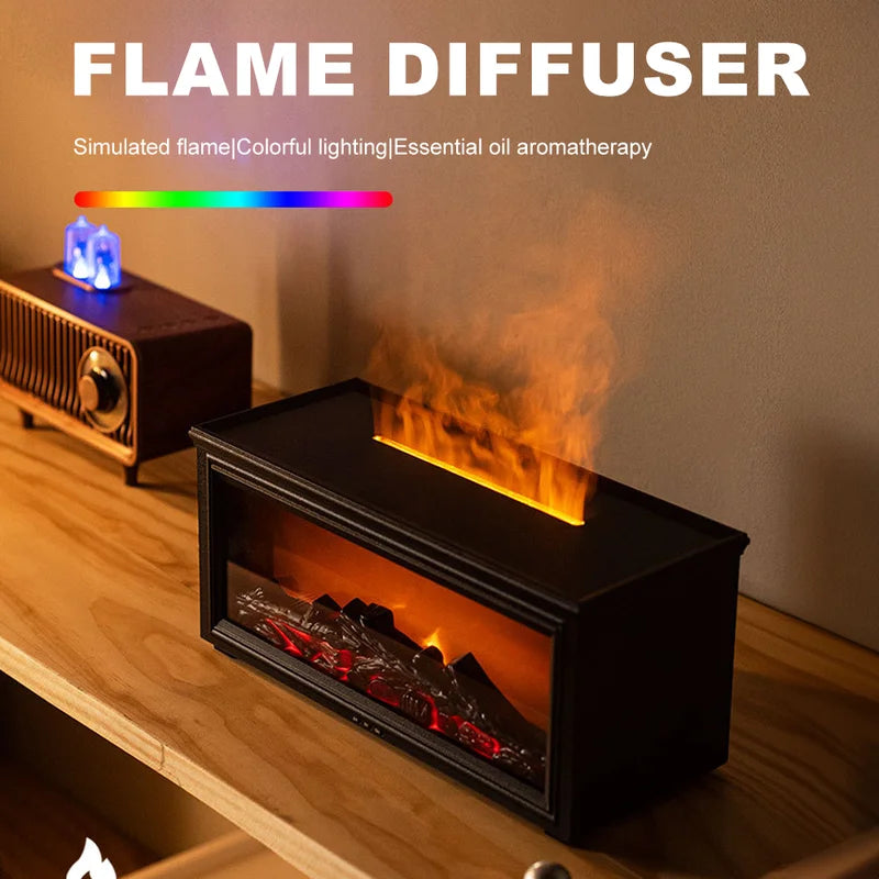 Air Flame Aroma Humidifier 280ml - USB Fireplace Diffuser