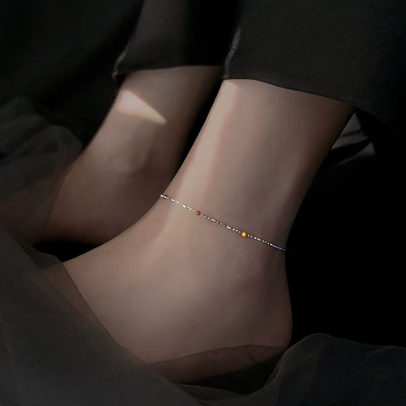 Bohemian Minimalist 999 Sterling Silver Anklet for Women