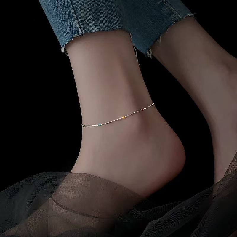 Bohemian Minimalist 999 Sterling Silver Anklet for Women