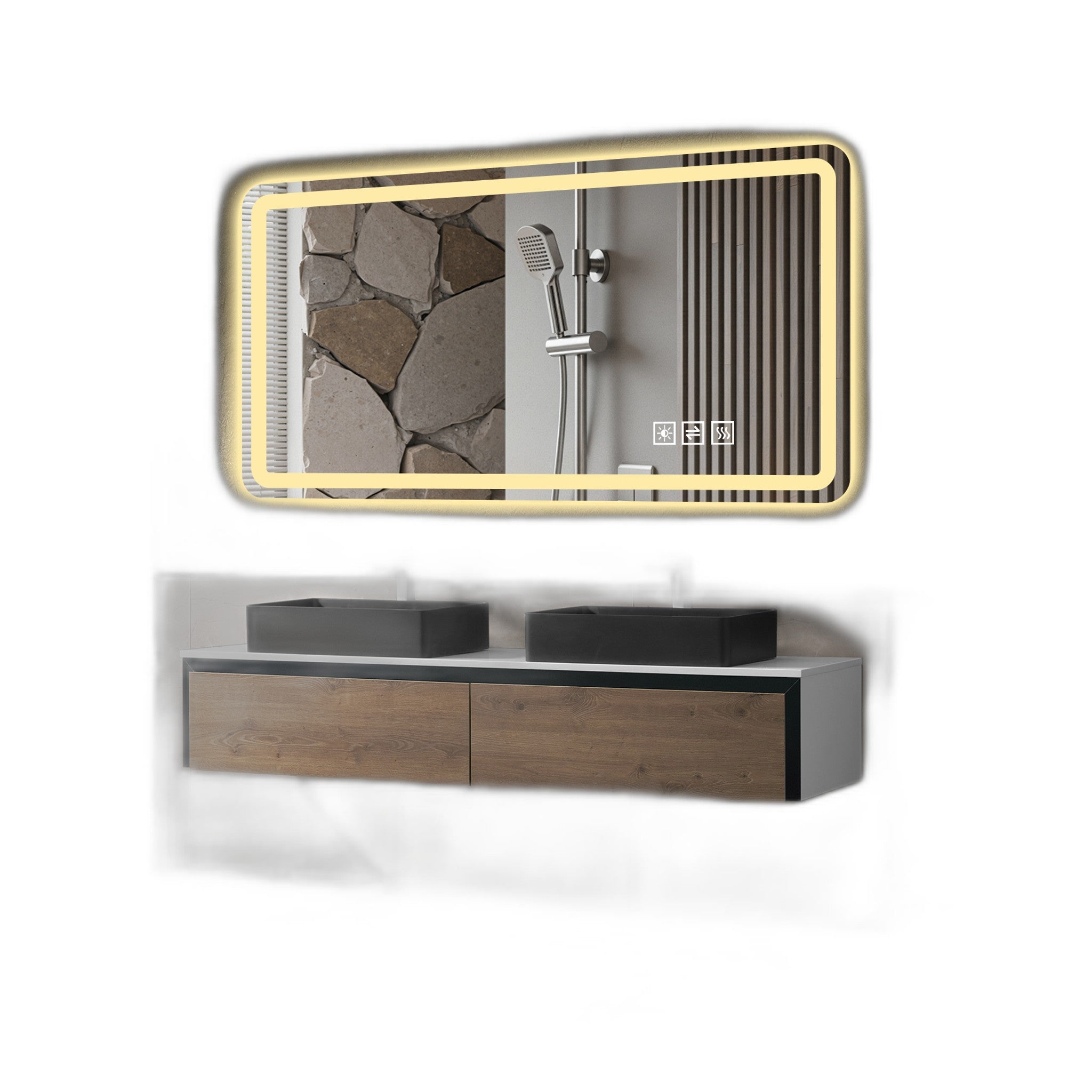 Dimmable LED Bathroom Vanity Mirror - 28x60in Anti-Fog & Shatter-Proof