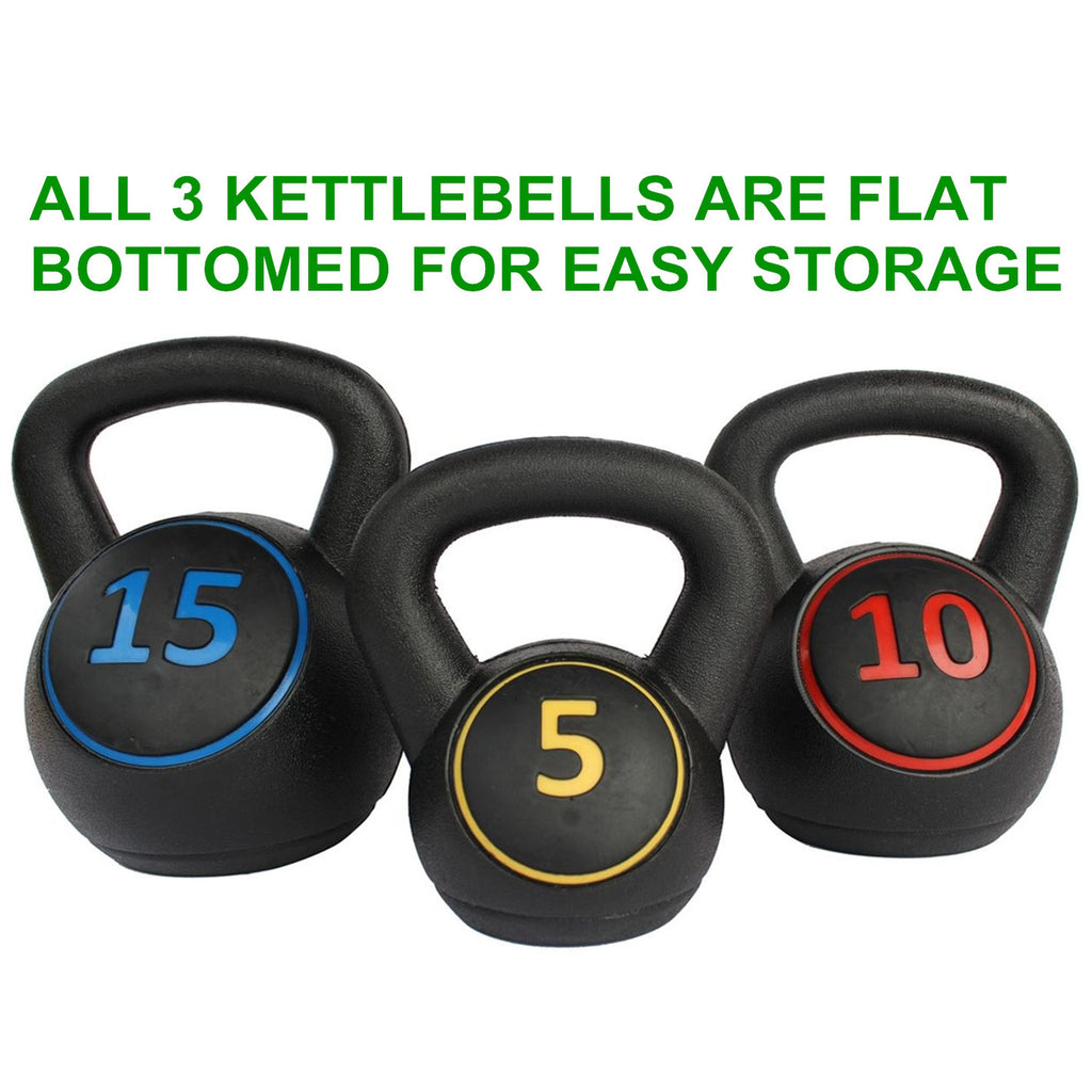5 10 15LB Kettlebell Set for Strength Training & Fitness