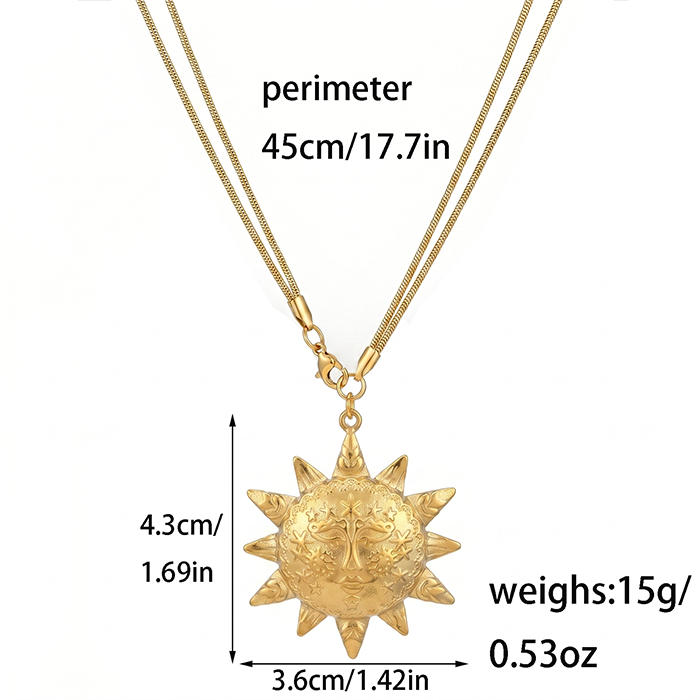 Celestial Sun Face Pendant Choker Necklace for Women