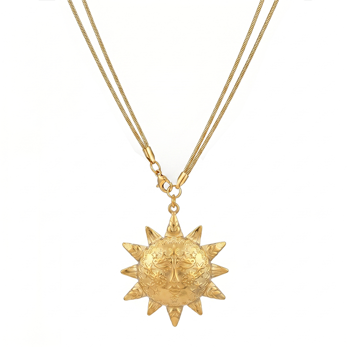 Celestial Sun Face Pendant Choker Necklace for Women