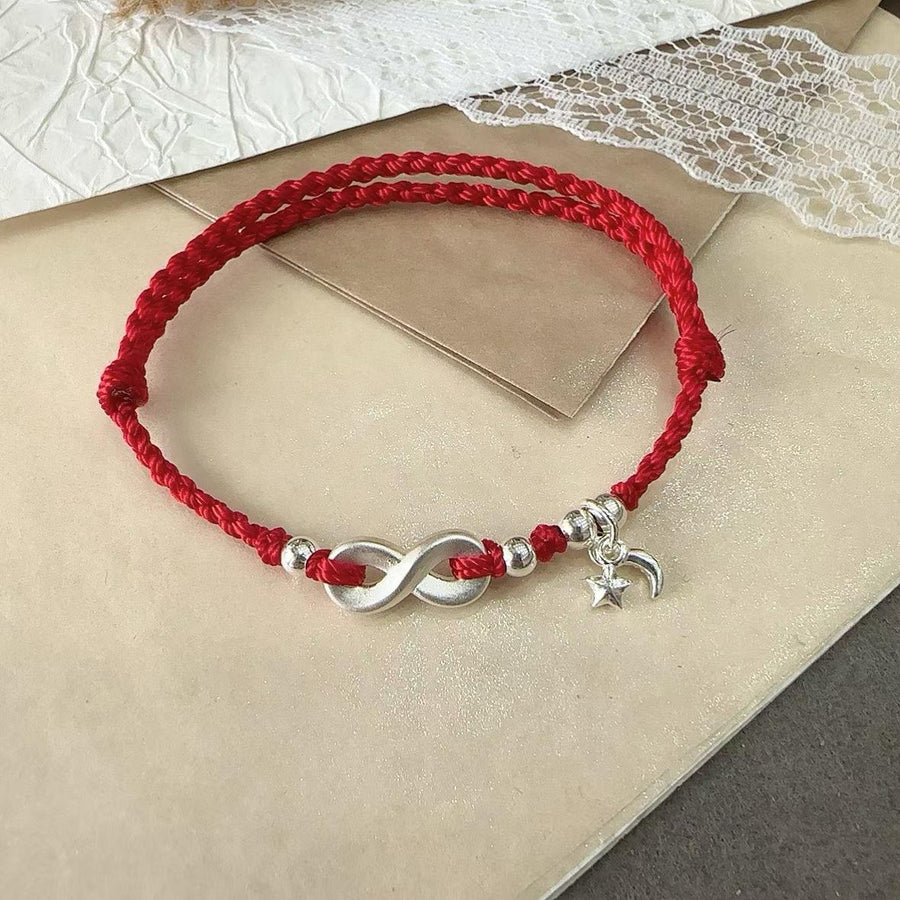 Elegant Sterling Silver Infinity Star Moon Charm Bracelet