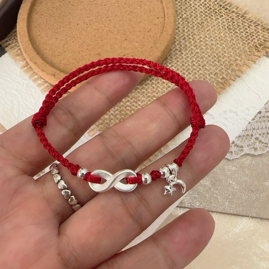 Elegant Sterling Silver Infinity Star Moon Charm Bracelet