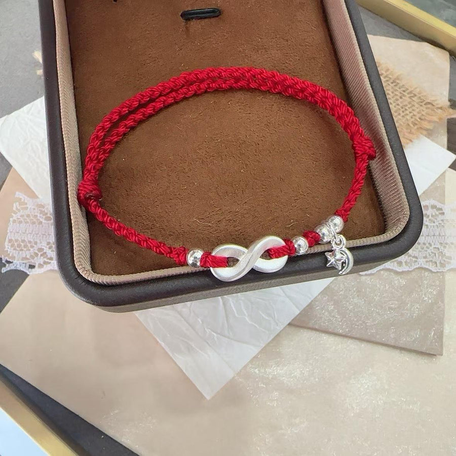 Elegant Sterling Silver Infinity Star Moon Charm Bracelet