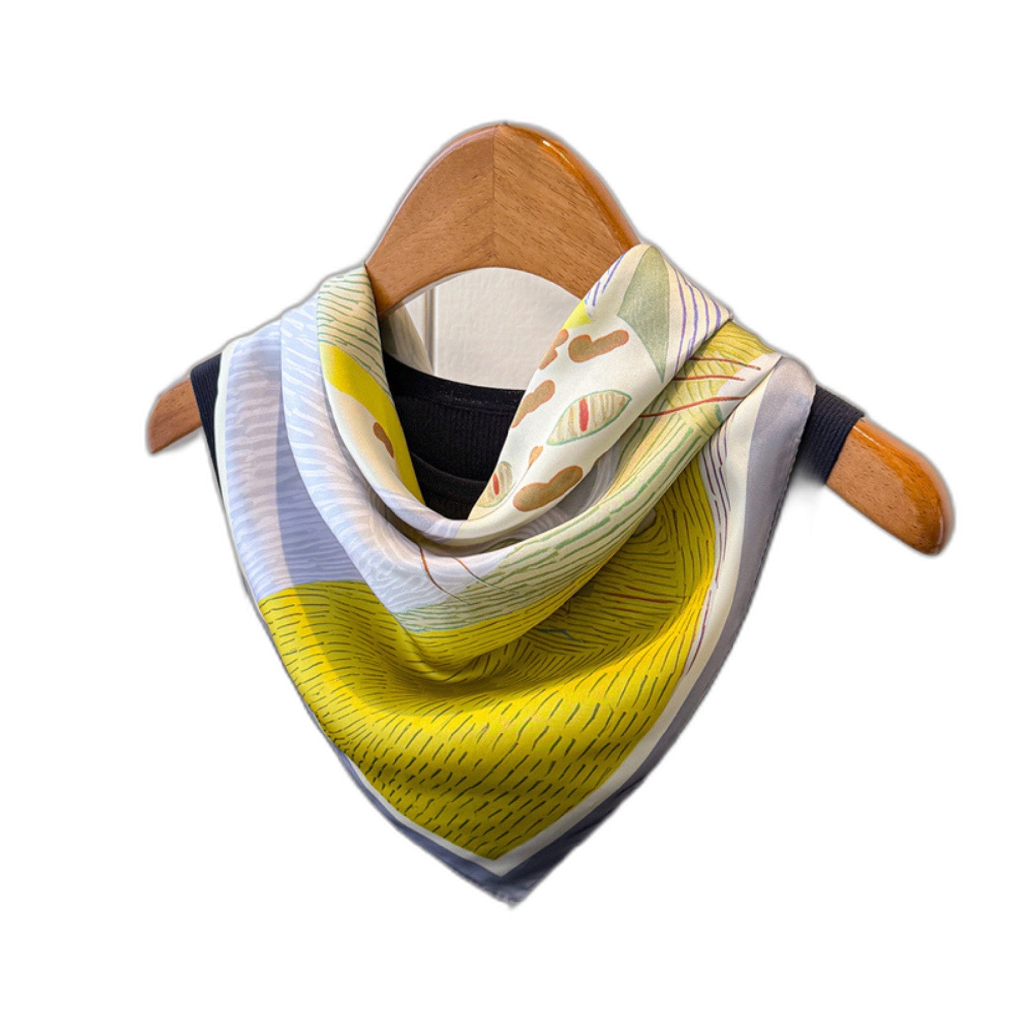 Cartoon-Printed Cat Small Square Scarf - Fashionable & Versatile