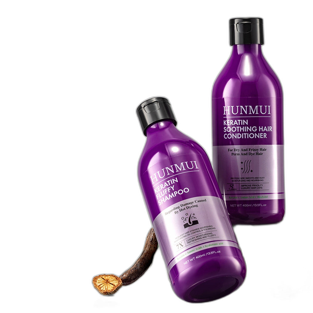 HUNMUI Keratin Hair Conditioner and Shampoo 400ml for Silky Hair