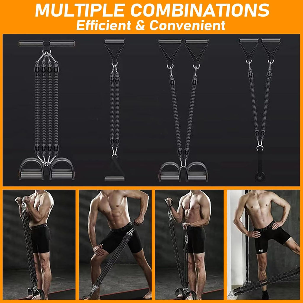 Pedal Resistance Band with 4 Tubes - Adjustable 25-100lb Workout