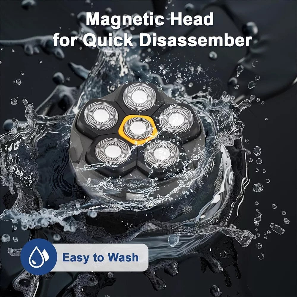 6D Electric Head Shaver for Bald Men - Magnetic Razor & Trimmer