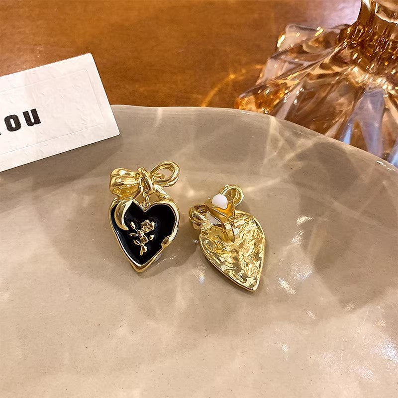 Elegant Blue Heart Clip On Earrings for Women - Non Piercing Love