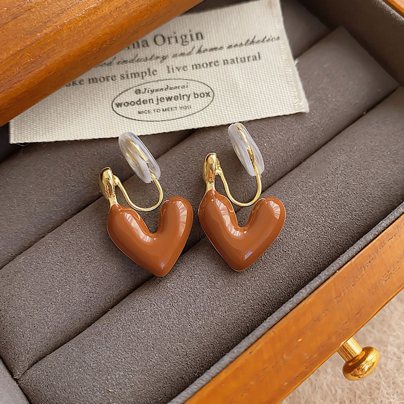 Elegant Blue Heart Clip On Earrings for Women - Non Piercing Love