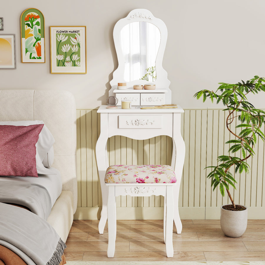 Makeup Dressing Table and Bench with 3 Drawers for Girls