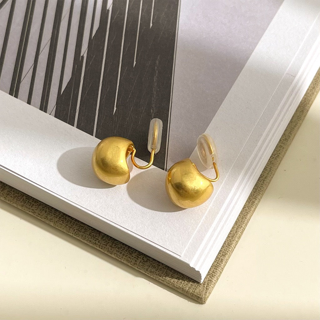 French Brushed Metal Ear Clips - No Piercing Coil Earrings