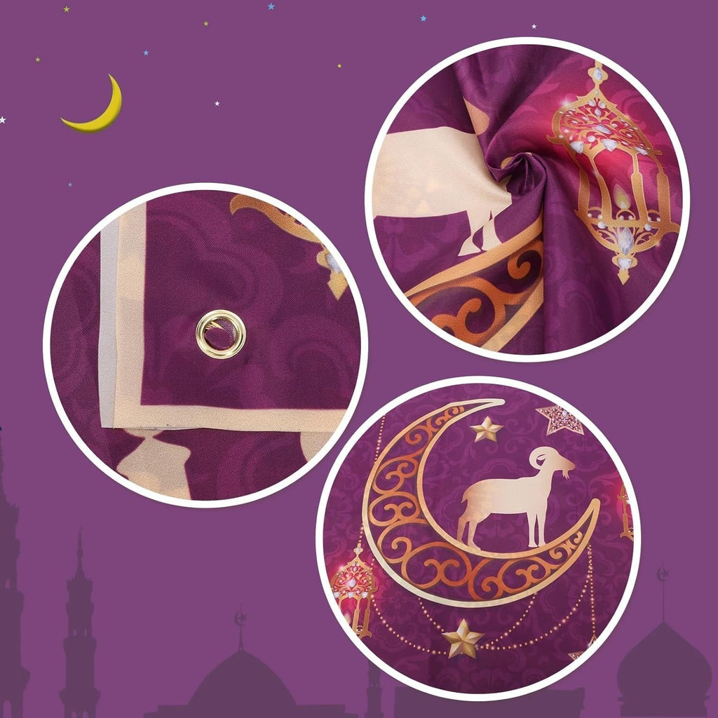 Eid Mubarak Banner in Lila mit Goldakzenten für Ramadan