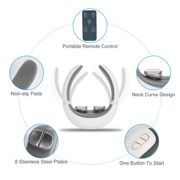 Portable Heated Neck Massager with Remote Control - TENS Unit