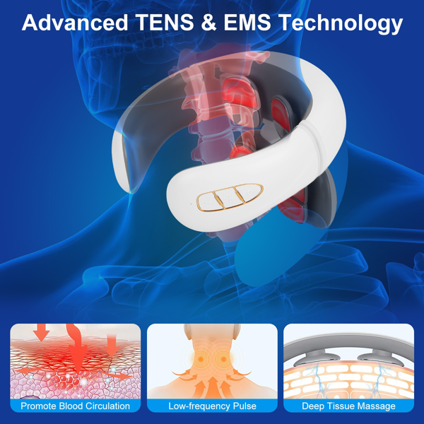 Portable Heated Neck Massager with Remote Control - TENS Unit