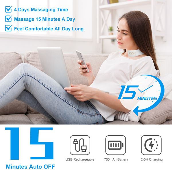 Portable Heated Neck Massager with Remote Control - TENS Unit