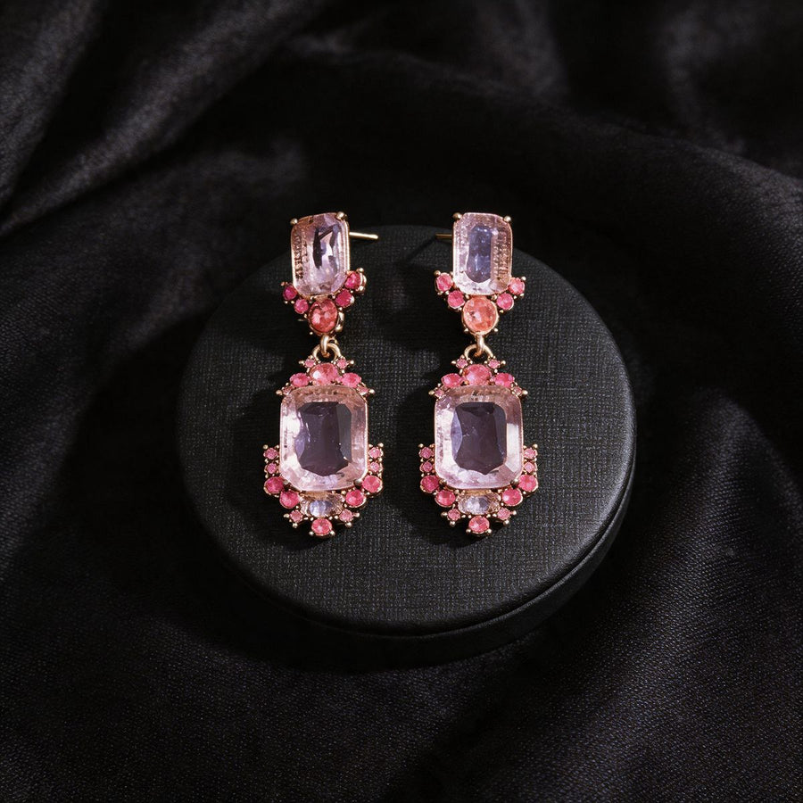 Elegant Colored CZ Necklace and Earring Jewelry Set for Women