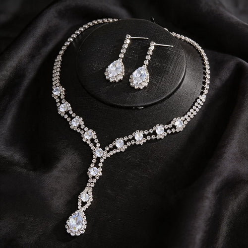Luxury Teardrop Cubic Zirconia Necklace & Earring Set