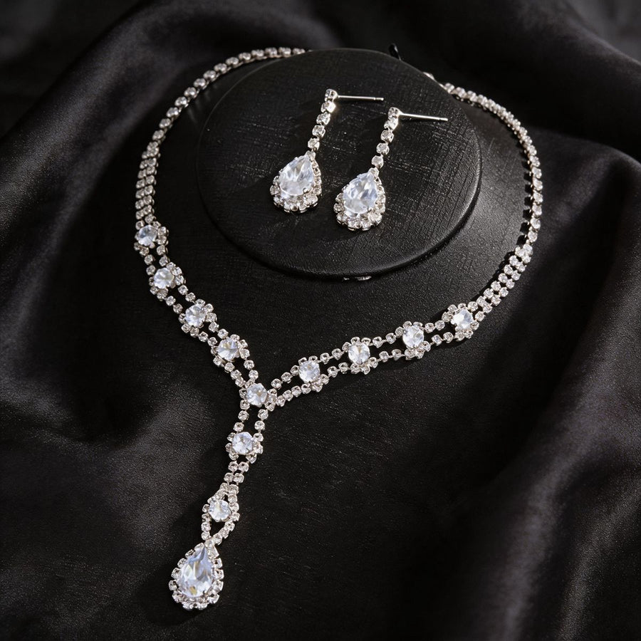 Luxury Teardrop Cubic Zirconia Necklace & Earring Set