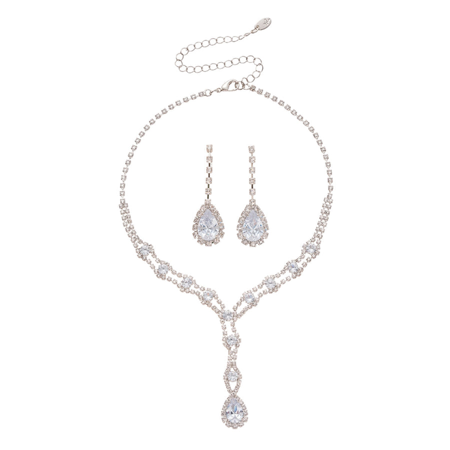 Luxury Teardrop Cubic Zirconia Necklace & Earring Set