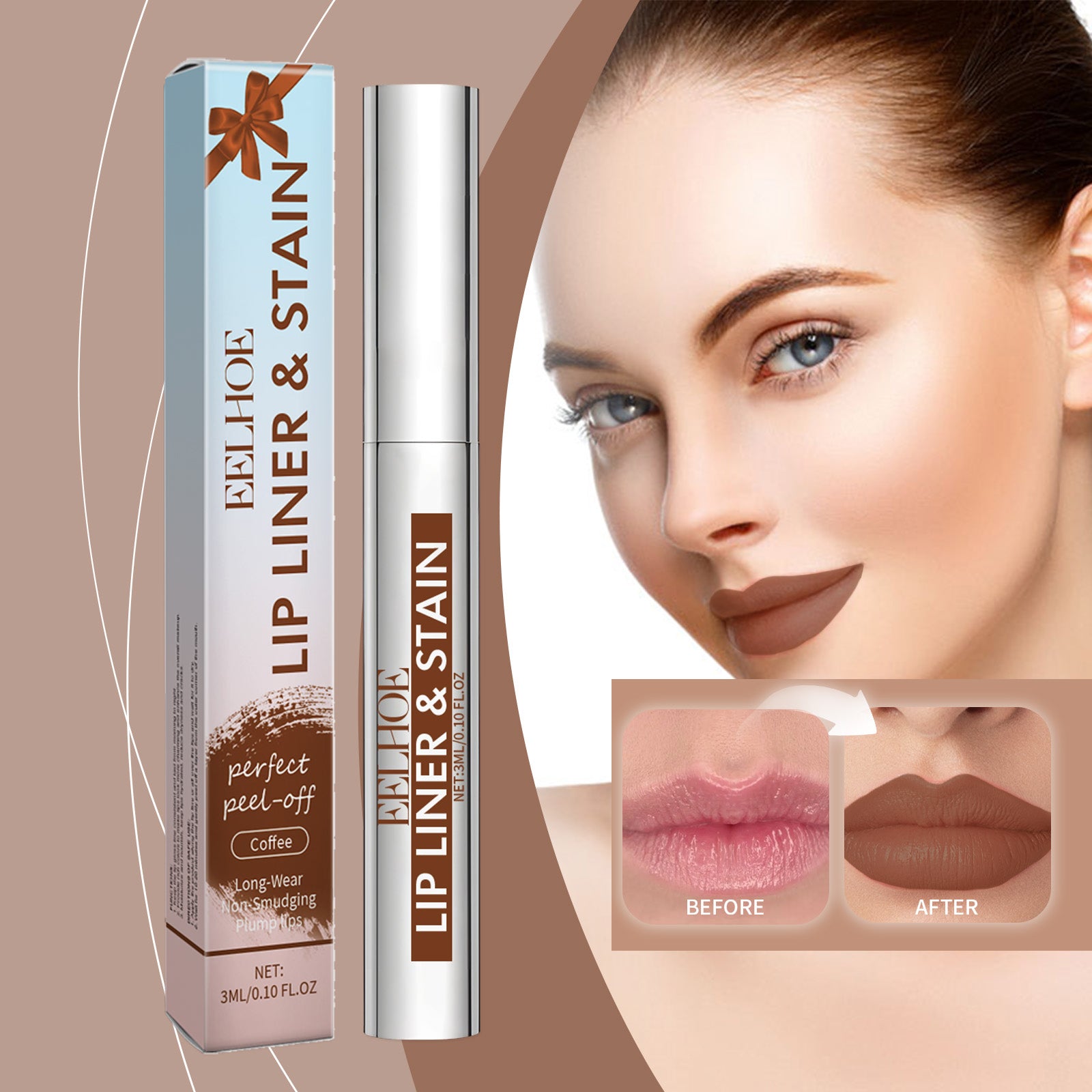 Peel-off Lip Gloss Nude Brown - Trendy Wash Off Mask