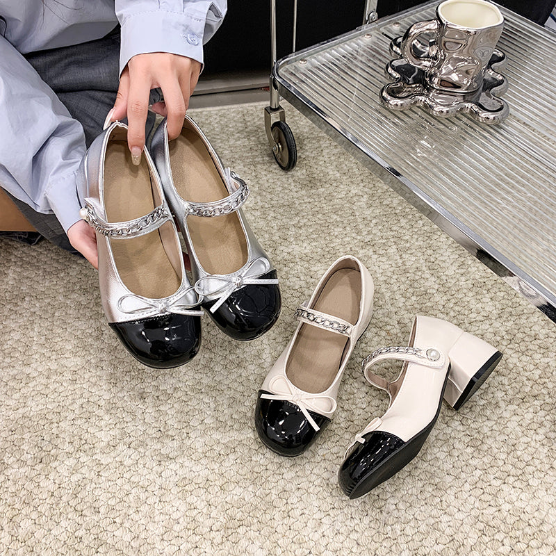 Mary Jane Slip-On Mid-Heel Shoes - Stylish Block Heels for Women