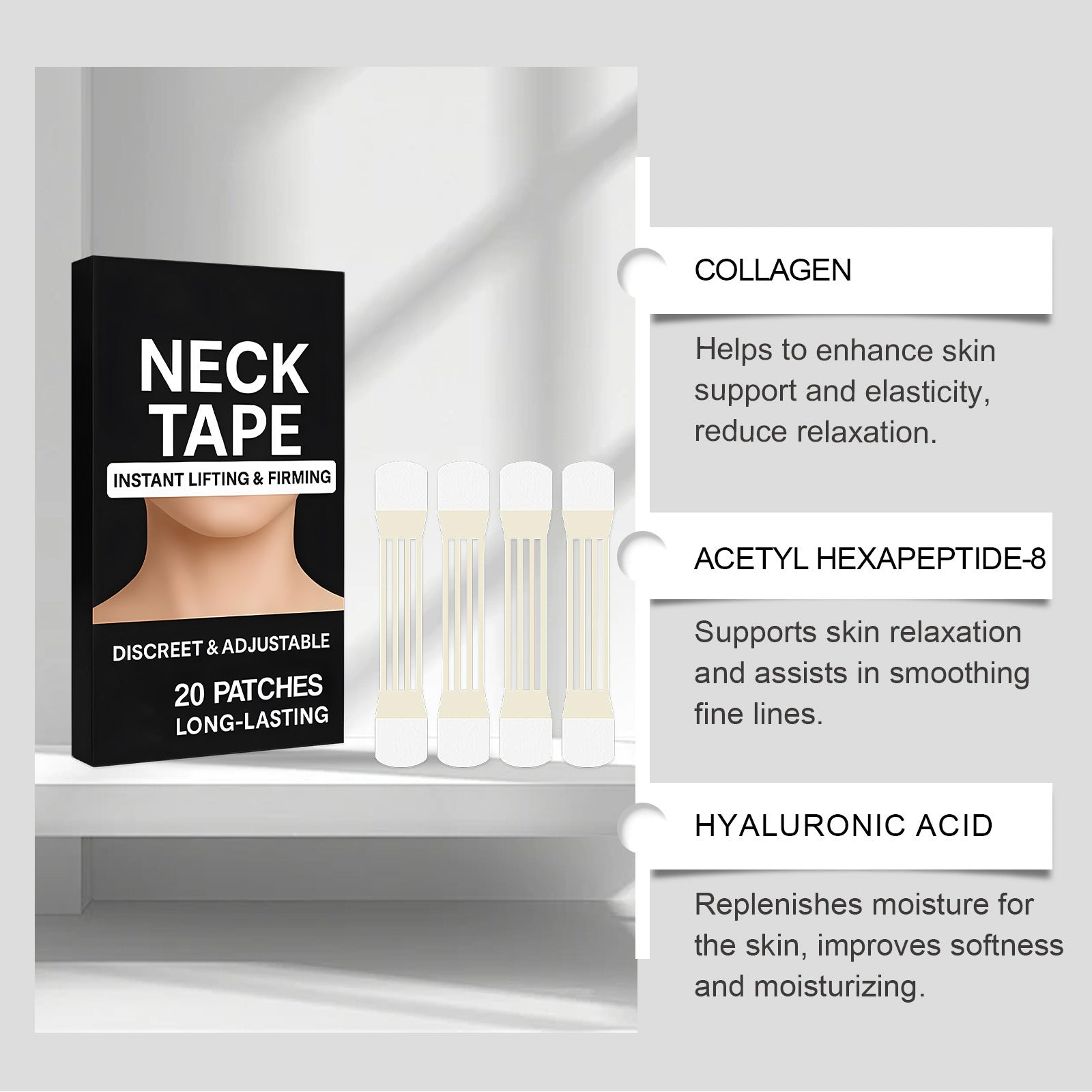 Hydrocolloid Neck Care Patches for Smooth, Delicate Skin