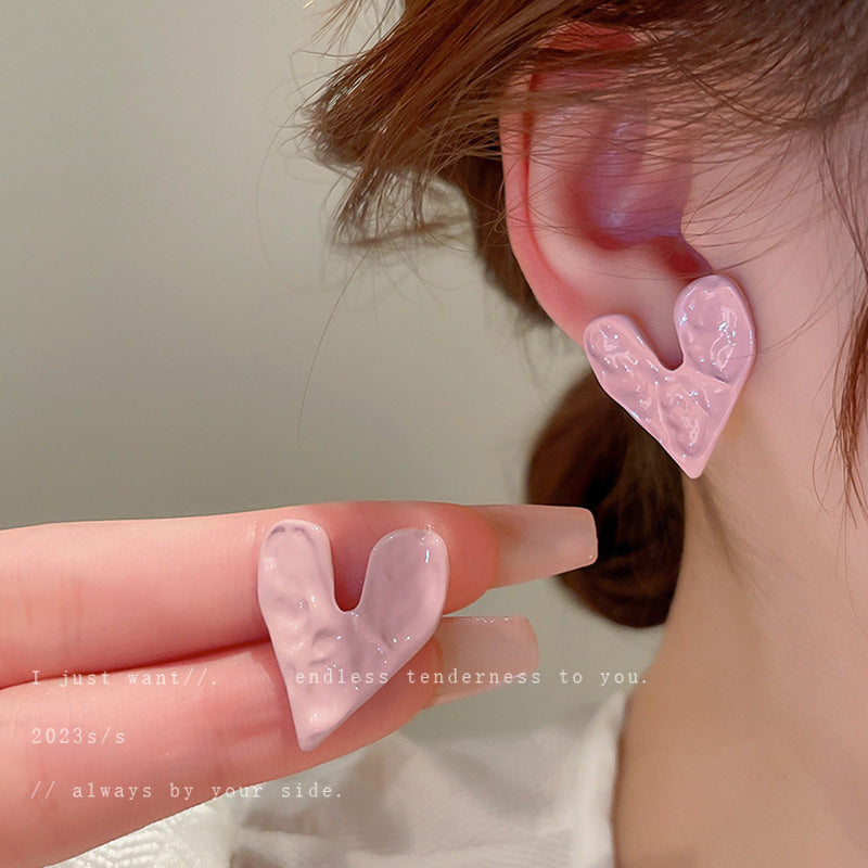 Silver Post Cute Heart Flower Earrings for Women - Elegant Jewelry