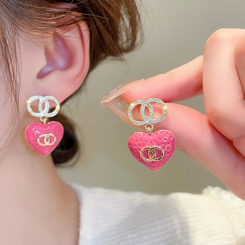 Silver Post Cute Heart Flower Earrings for Women - Elegant Jewelry