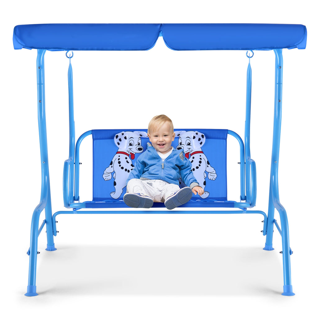 Outdoor Kids Patio Swing Bench With Canopy - 2 Seats