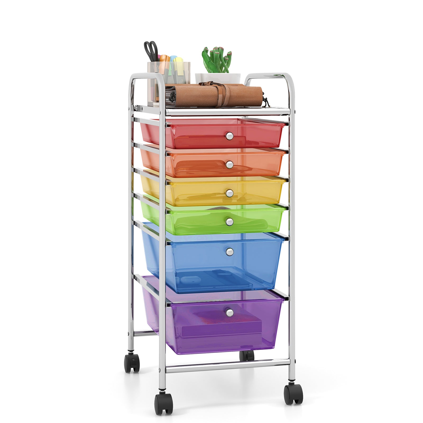 6 Drawers Rolling Storage Cart Organizer - Multicolor Cable Organizer