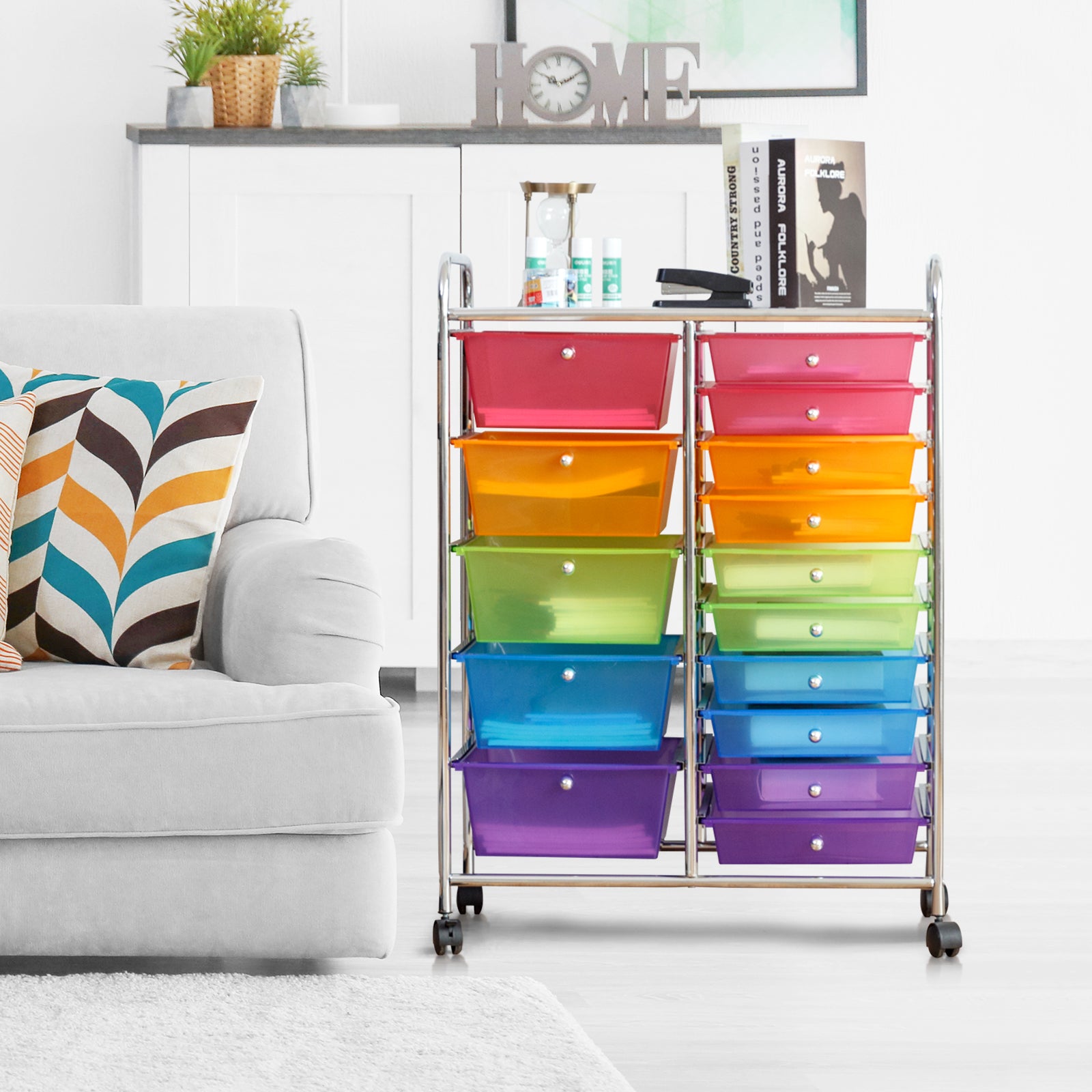 15 Drawers Rolling Storage Cart Organizer for Cable Management