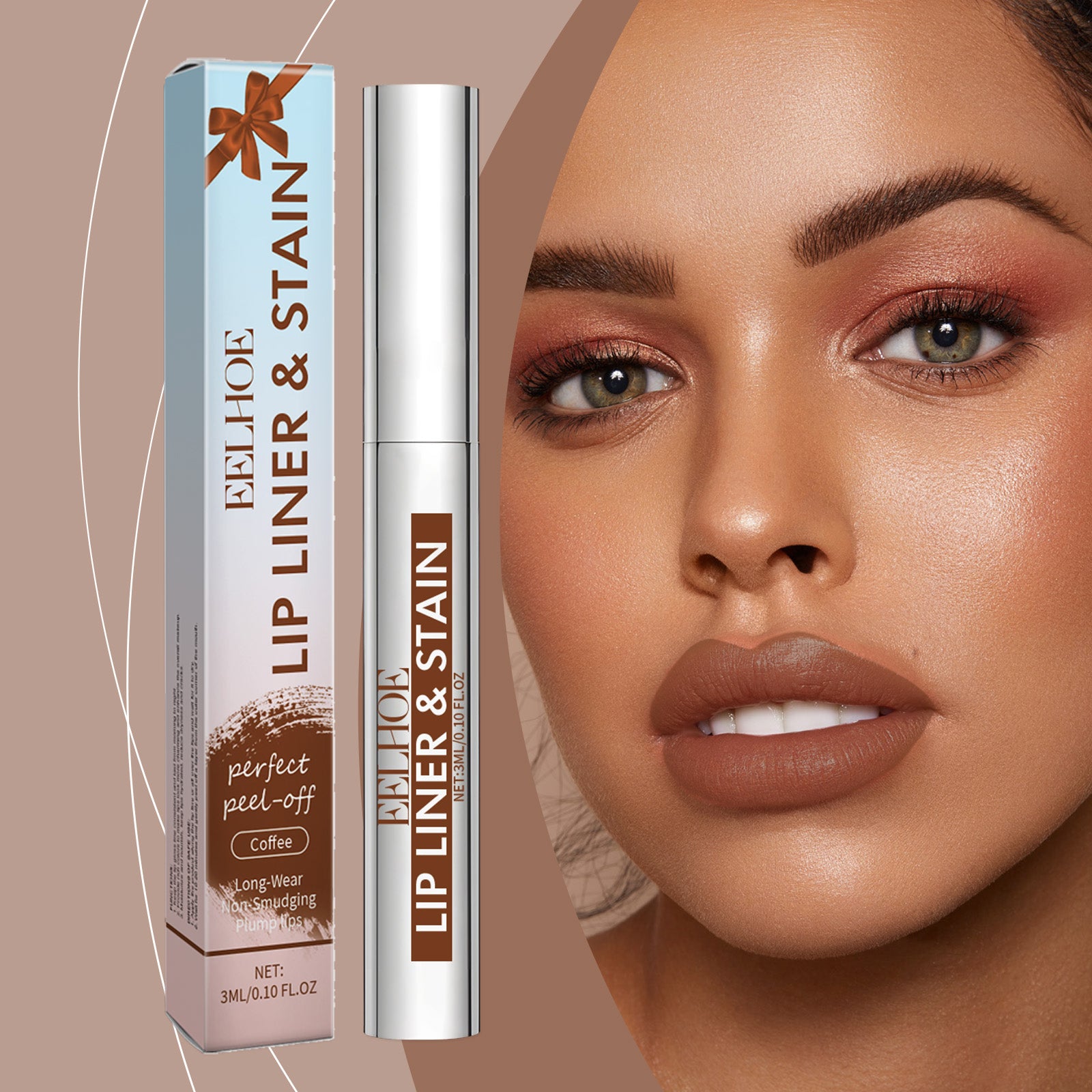 Peel-off Lip Gloss Nude Brown - Trendy Wash Off Mask