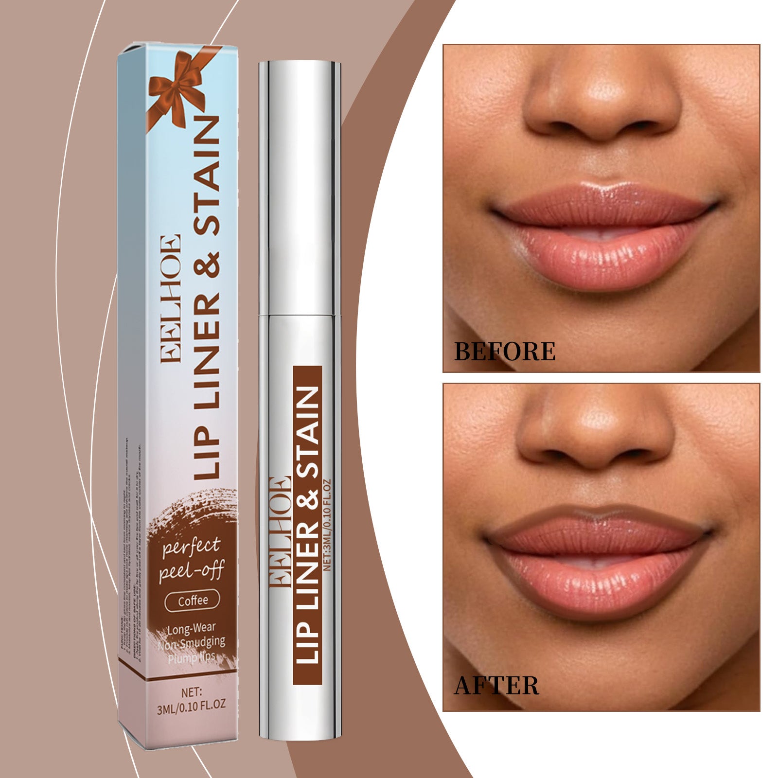 Peel-off Lip Gloss Nude Brown - Trendy Wash Off Mask