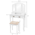 Simple Vanity Set With Tri-Folding Mirror - Hollywood Style
