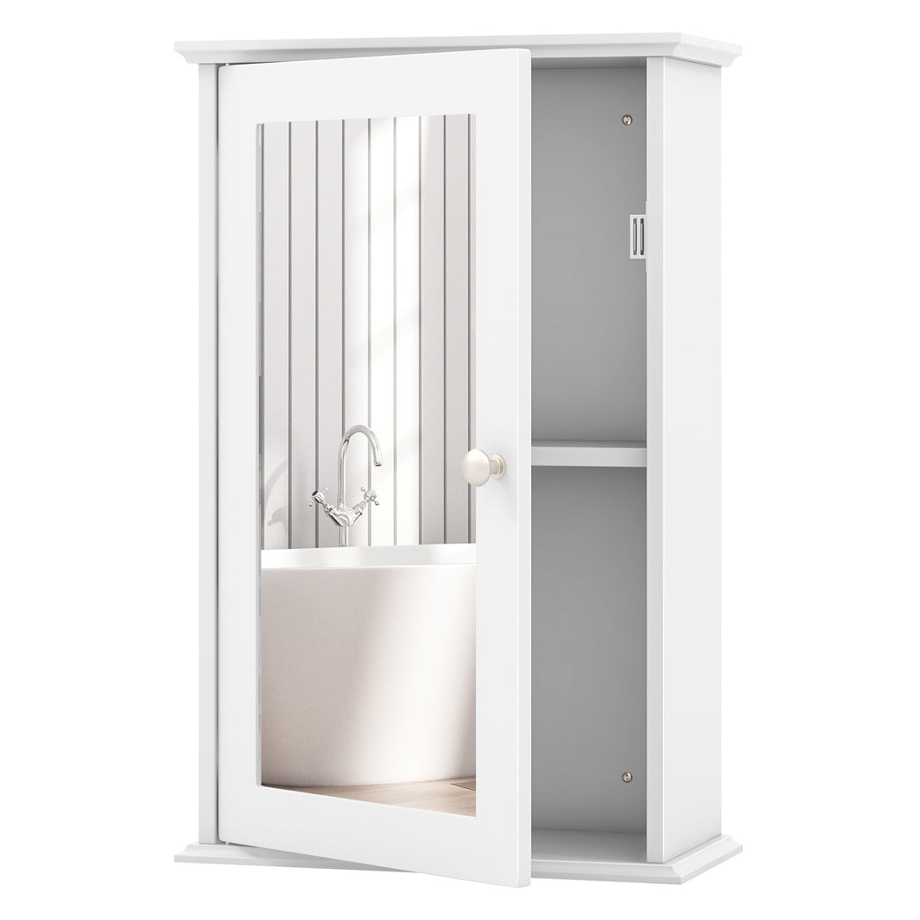 Sleek Bathroom Wall Cabinet with Hollywood Mirror Door