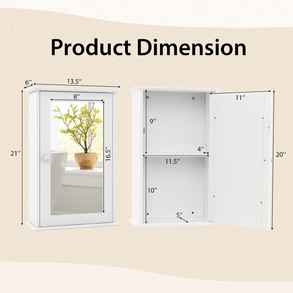 Sleek Bathroom Wall Cabinet with Hollywood Mirror Door