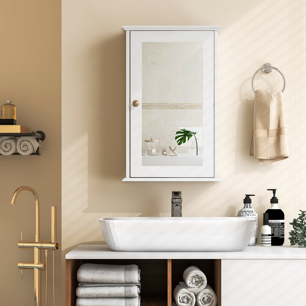 Sleek Bathroom Wall Cabinet with Hollywood Mirror Door