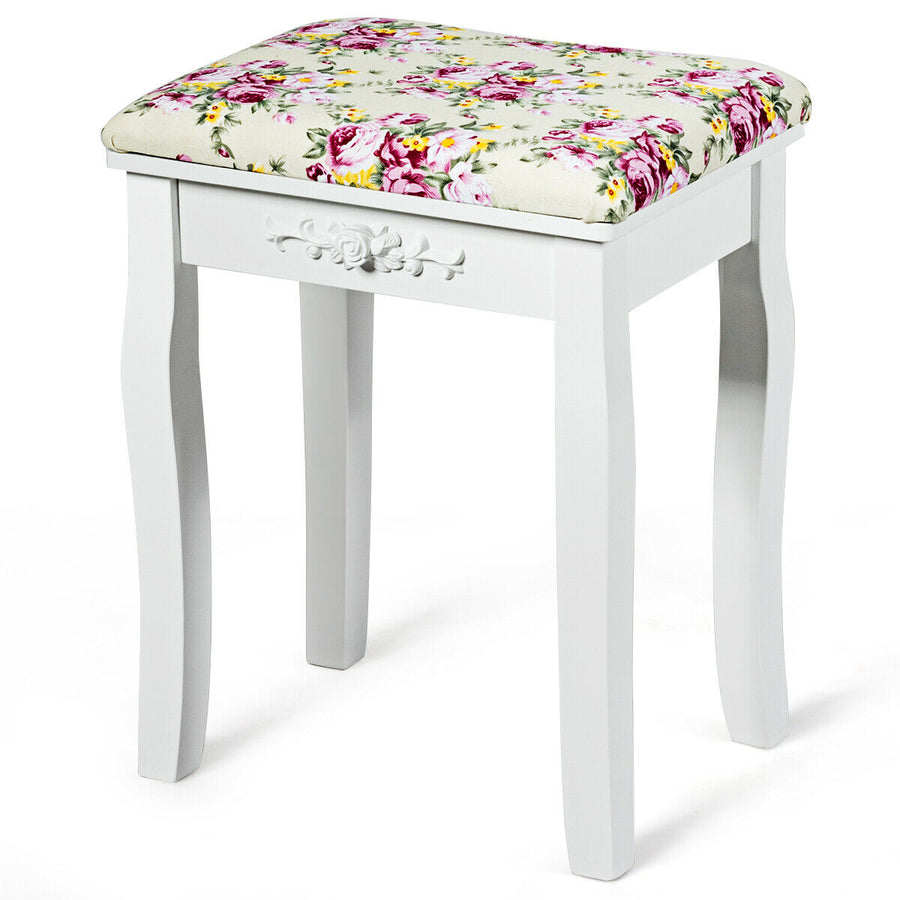 Elegant Vanity Stool - Padded Piano Seat with Rose Cushion