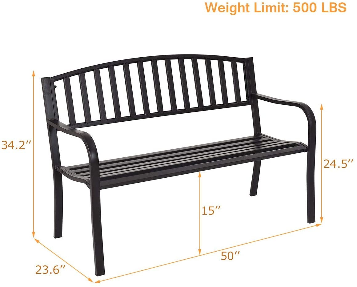 50 Inch Patio Garden Bench Loveseats for Outdoor Meditation